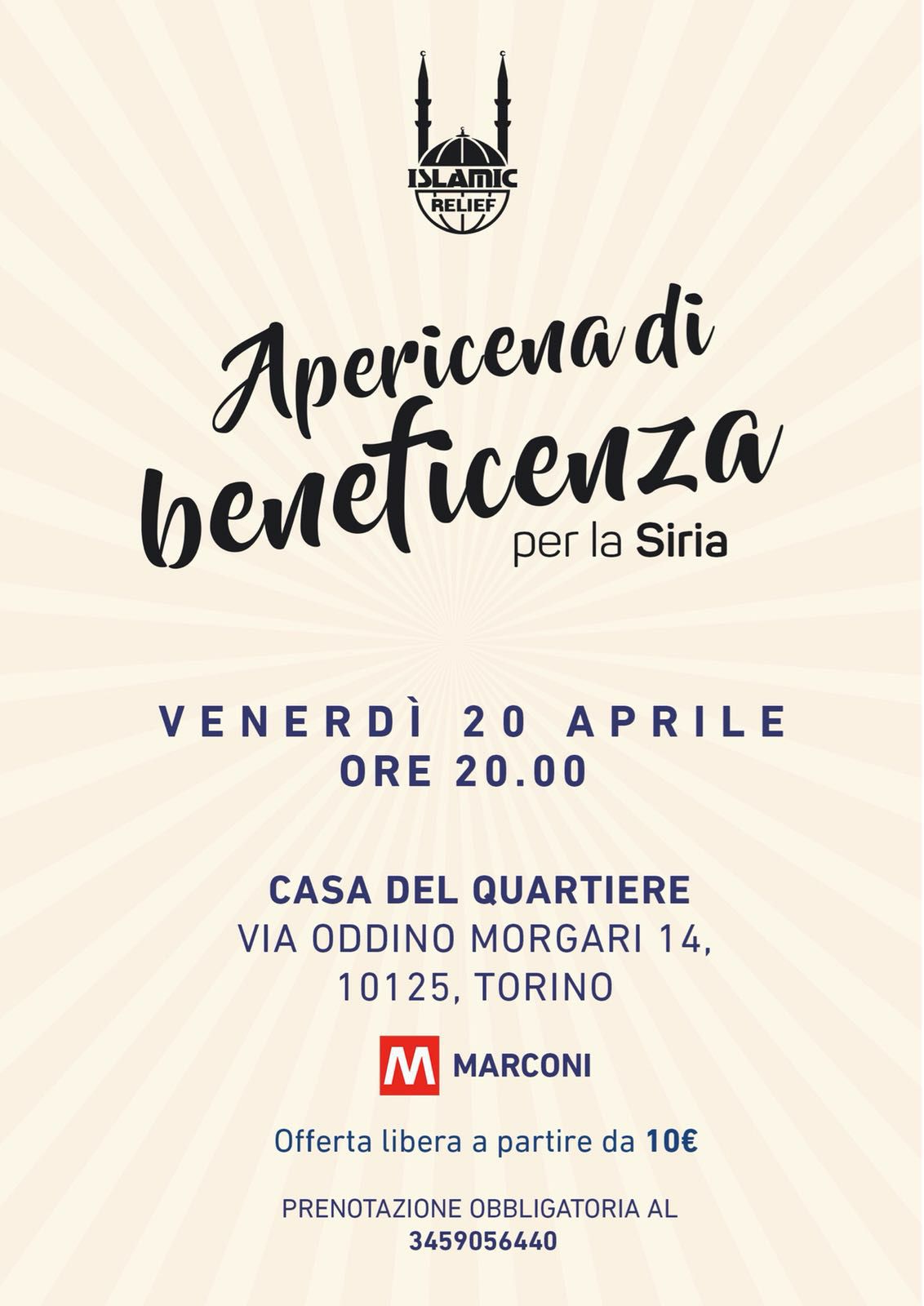 Apericena di beneficienza per la Siria