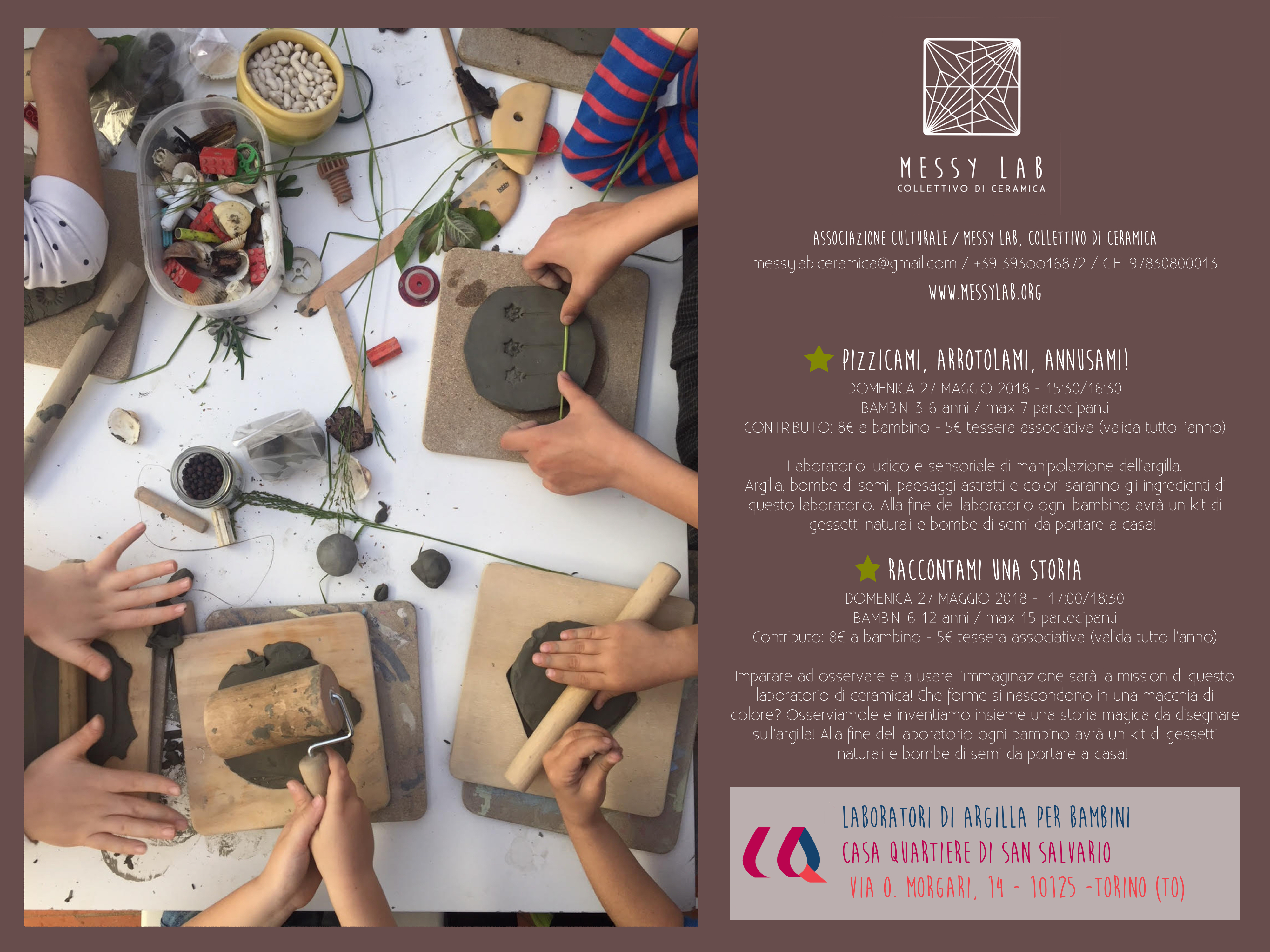 Laboratori di ceramica per bambini alla Casa del Quartiere!