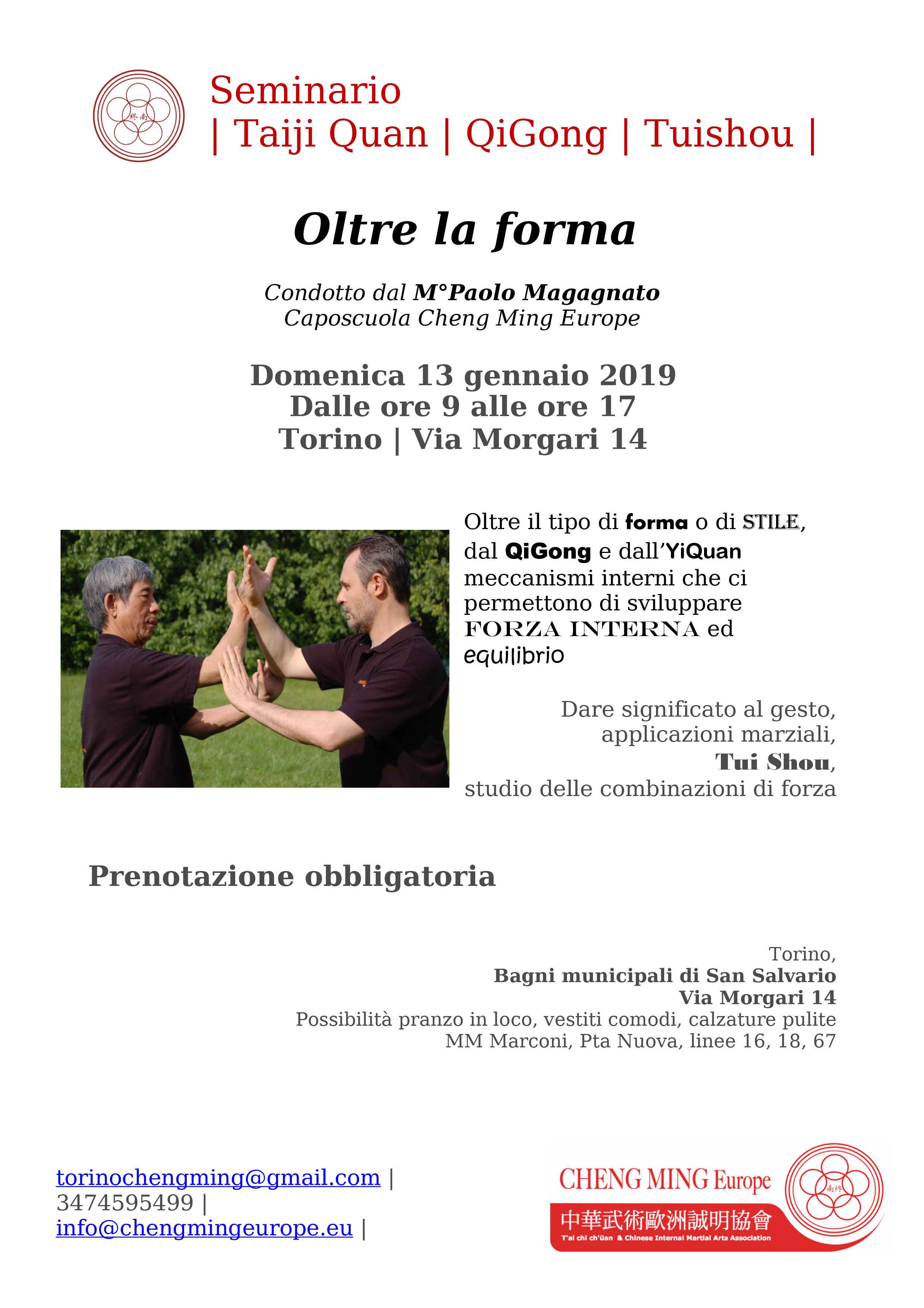 Oltre la forma: Seminario di Taiji Quan, QiGong, Tuishou